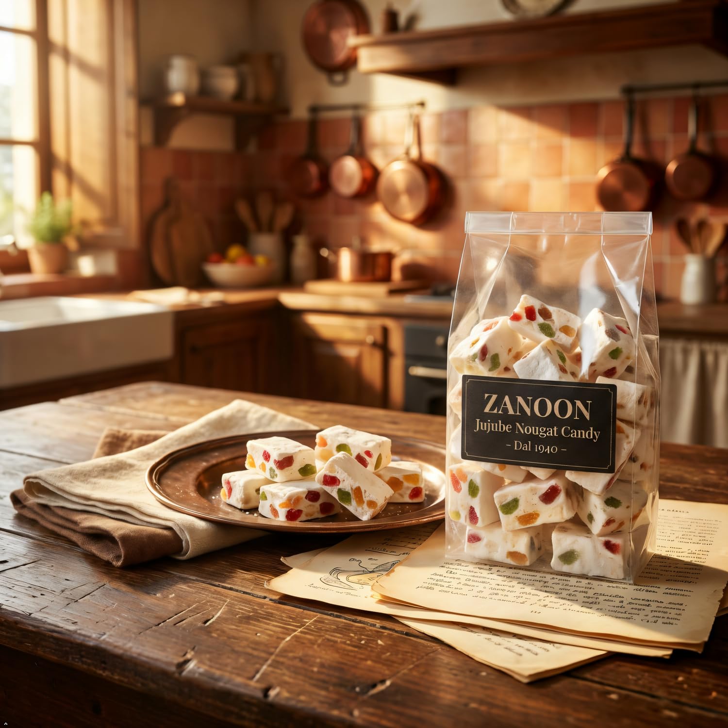 Italian Royals Nougat Candy with Fruity Jelly Beans, Gluten-Free Jujube Nougat Candy, 16 oz, Individually Wrapped, Family Size, Colorful and Delicious