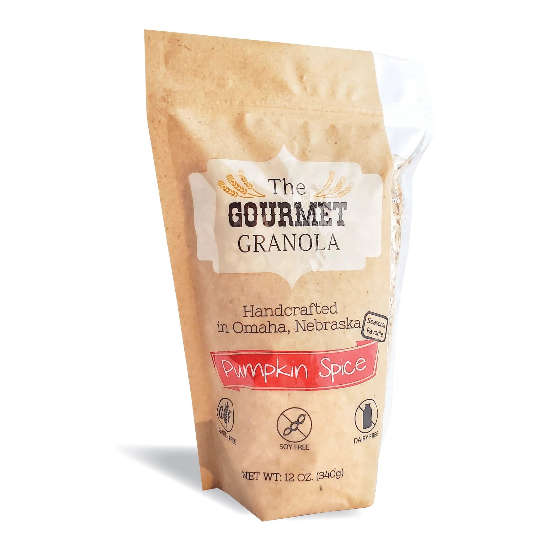 Pumpkin Spice Granola | Autumn Flavor | Gluten Free | Soy Free | Breakfast Cereal & Soup Topping | Made in Nebraska USA | 12 oz Bag | 3 Pack