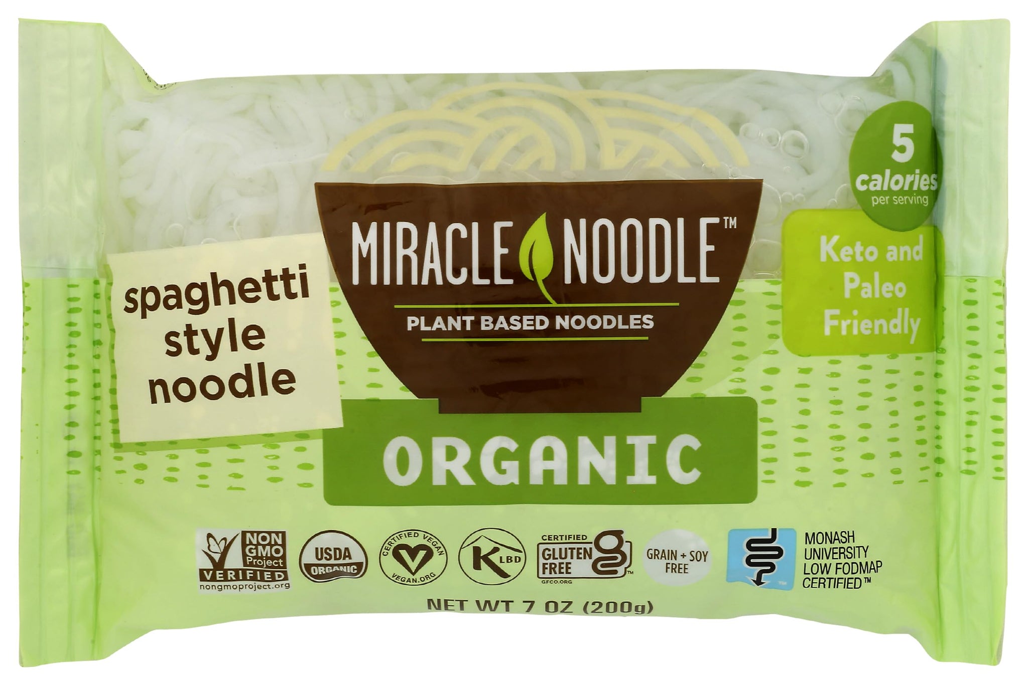 Miracle Noodle Organic Spaghetti Style Pasta - Plant Based Shirataki Noodles, Keto, Gluten-Free, Low Carb, Paleo, Low Calories, Kosher, Soy Free