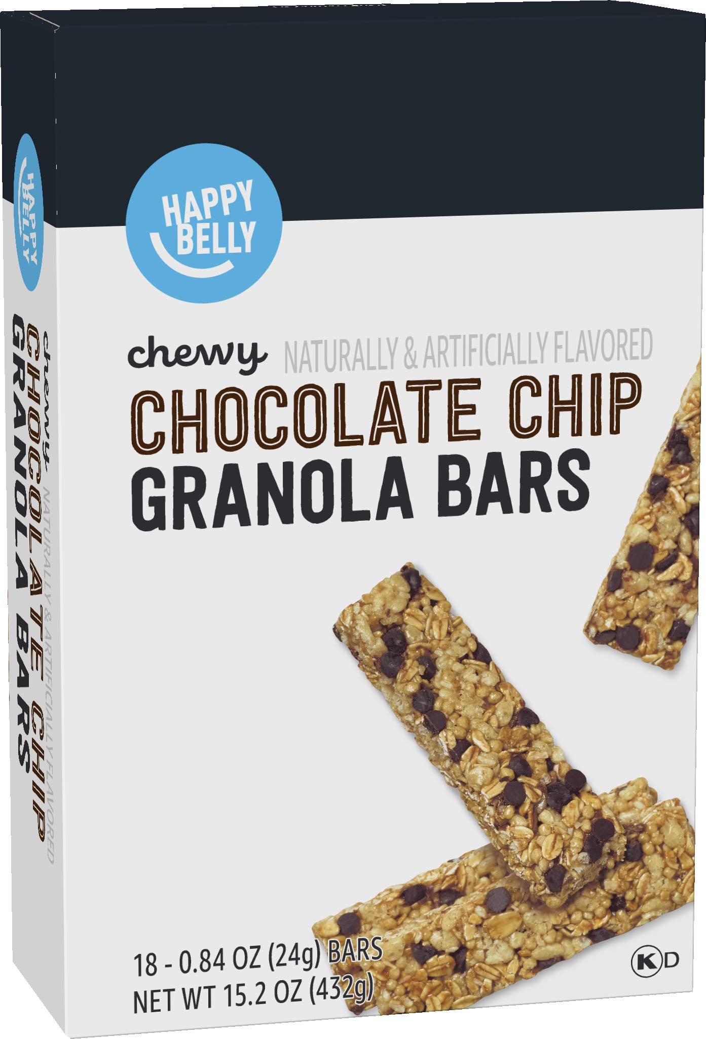 Amazon Brand - Happy Belly Chewy Chocolate Chip Granola Bars, 0.84 oz, 18 Count