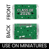 Green Class of 2026 Graduation Mini Candy Bar Wrappers, 42 Count