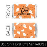 Orange A Little Boo is Almost Due Halloween Baby Shower Wrappers for Mini Chocolate Bars, Party Favor Candy Stickers - 42 Count