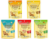 ADVENTURE BOX Ginger Chews 3 Flavor Variety Pack 4oz - Flavors original, Lemon, Blood Orange, Mango, Pineapple Coconut, 100% Natural, non-GMO, Vegan