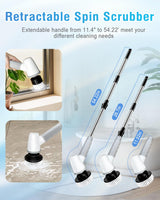 Electric Spin Scrubber Bathroom Scrubber - Cordless Shower Scrubber with Adjustable Handle, 2 Speeds, Bathroom Scrubber with 8 Replaceable Brush