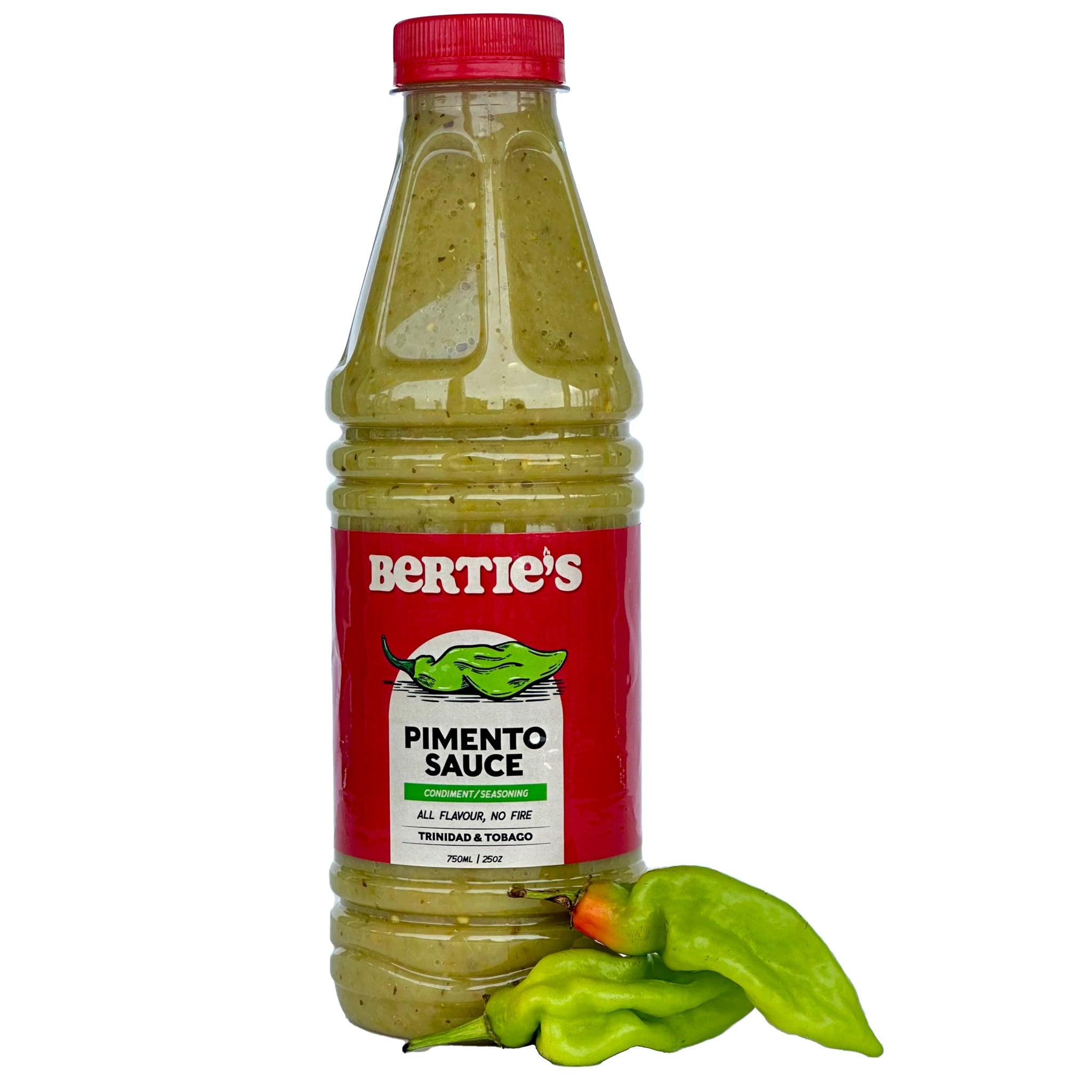 Bertie's Trinidad Pimento Sauce (26Oz./750ml) | Adds Wonderful Flavour and Aroma Without The Heat to Dish | Season Your Meats And Vegetables