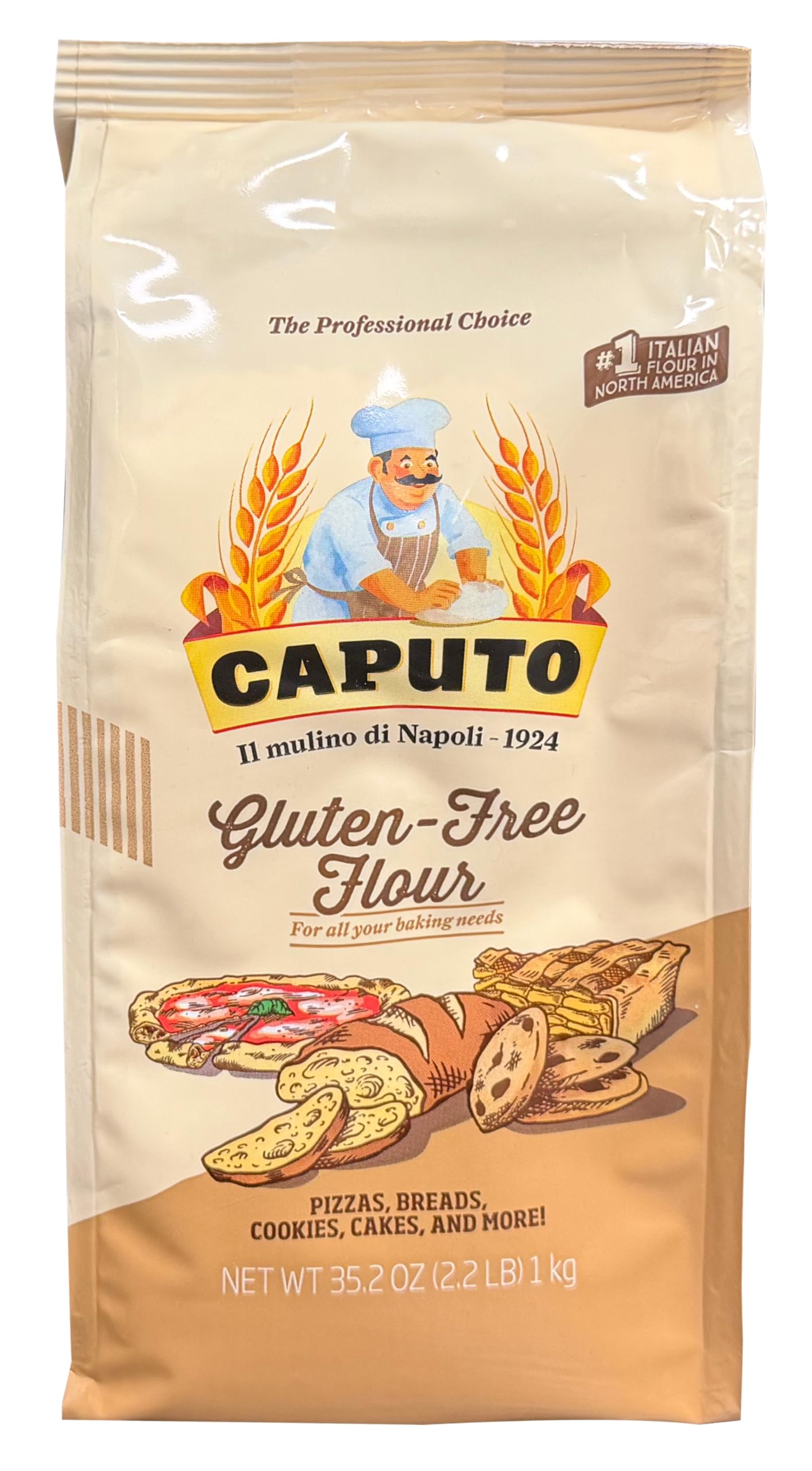 Antimo Caputo Gluten Free Pizza Flour 2.2lb - All Natural Multi Purpose Flour & Starch Blend for Baking Pizza, Bread, & Pasta 12 Pack