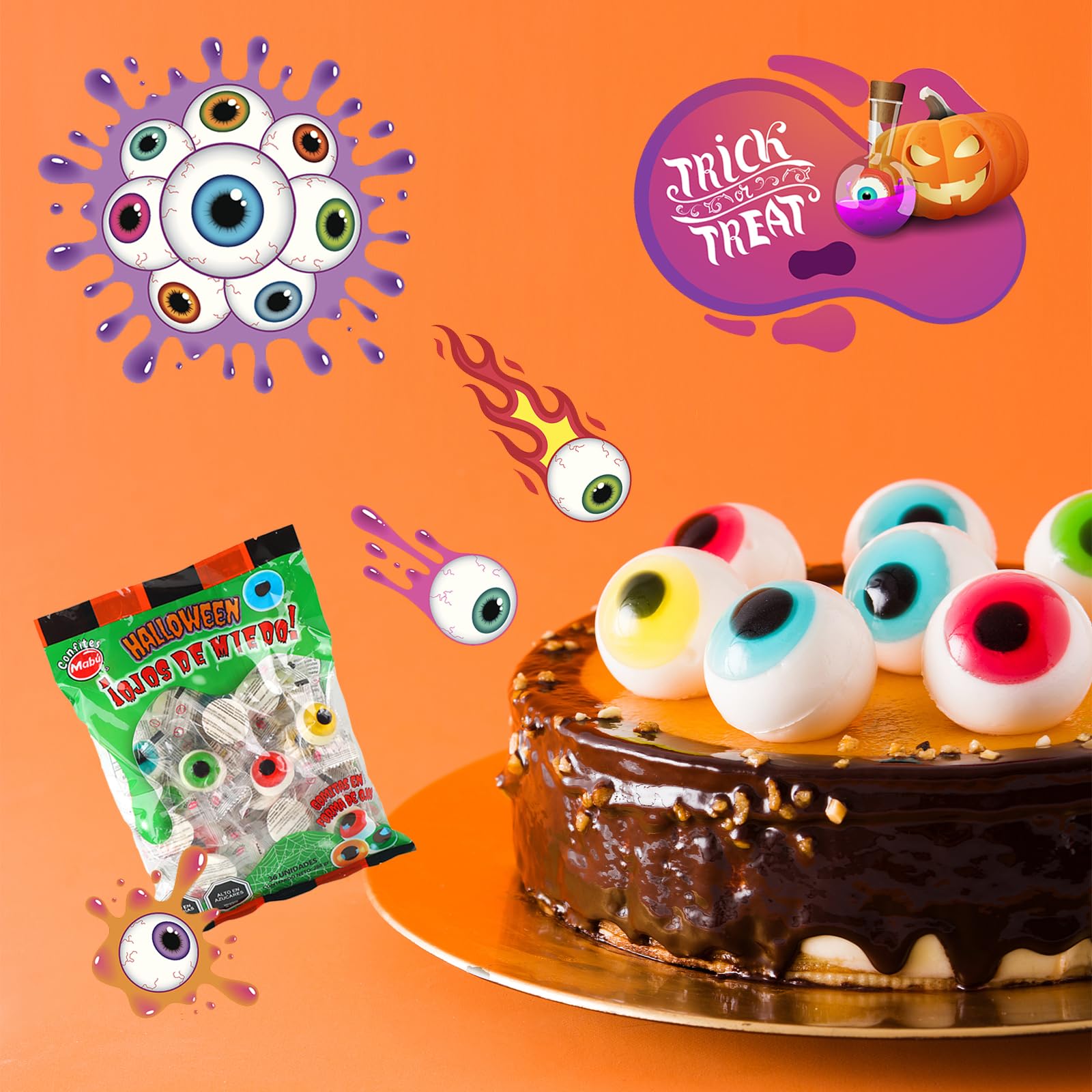 Eye Popping Gummies, 10.16oz Fun Sweet Eyeball Gummy, Chewy Bites Eyeball Gummy Candies Individually Wrapped Jelly Filled for Kids, Novelty Gag Gift