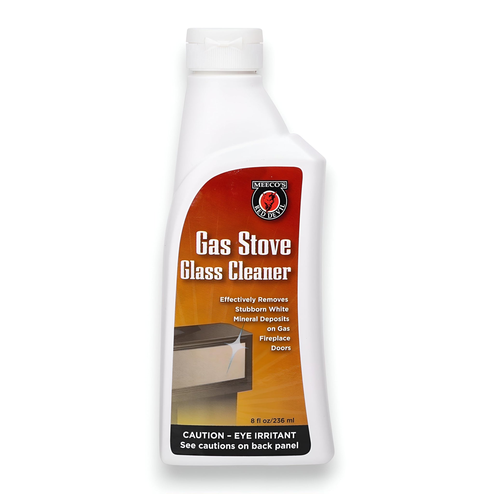 MEECO'S RED DEVIL 710 Gas Stove Glass Cleaner - Quickly & Easily Removes Stubborn White Mineral Deposits from Gas Fireplace or Stove Glass (8 fl oz)