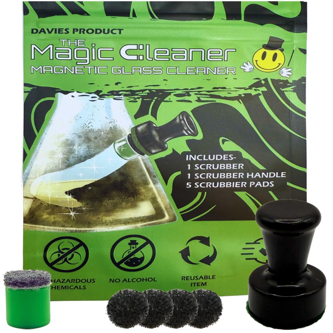The Magic Cleaner Magnetic Glass Cleaner Kit |Mini, 12mm Size | For Water Pipes, Vases, Windows, Aquariums, Small, & all Shapes & Sizes | Cleans Hard