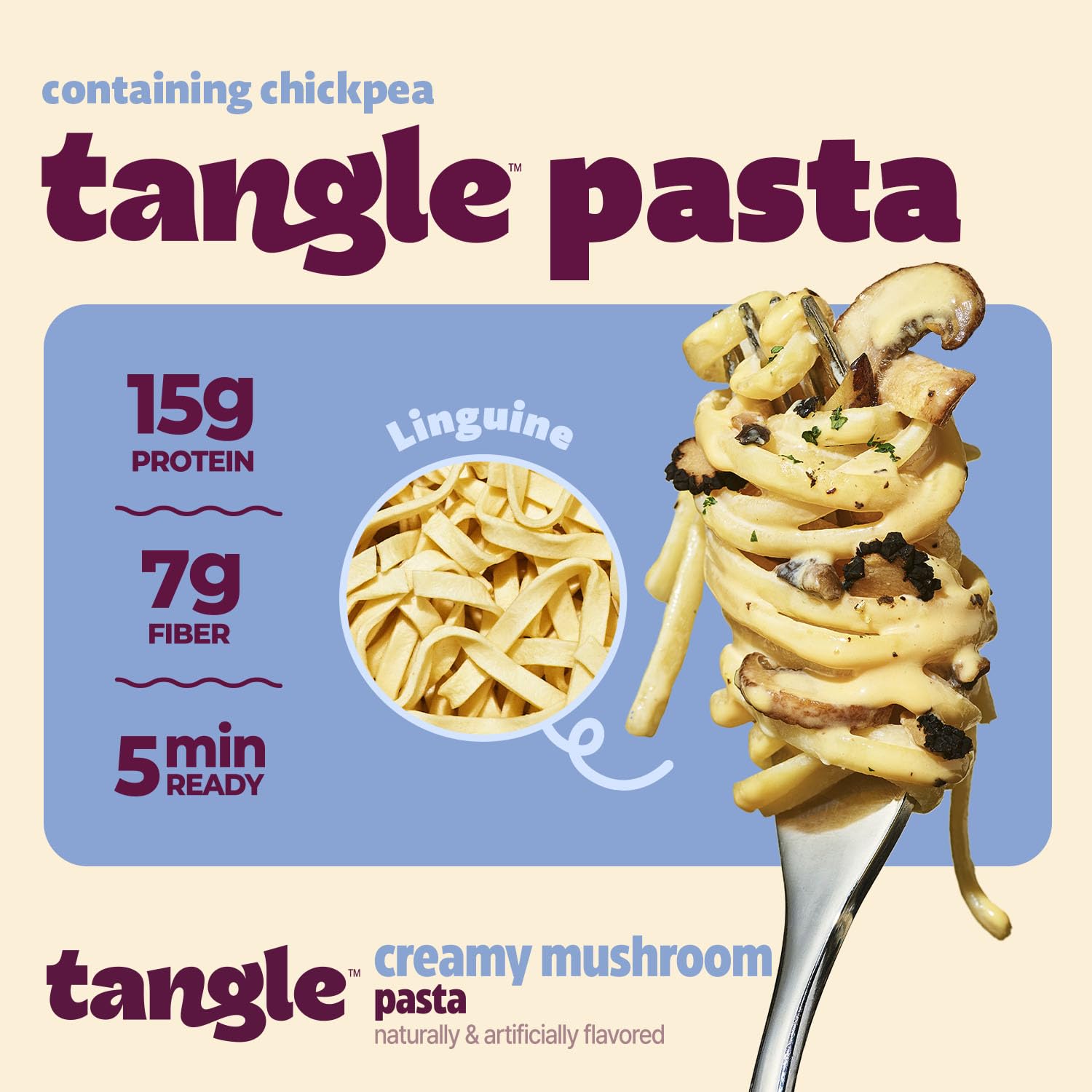 Samyang Tangle Creamy Mushroom Linguine Truffle and Shiitake Flavor Savory Non-Spicy Sauce Air Dried Noodle Quick Microwave Meal 3.70 oz (Pack of 6)