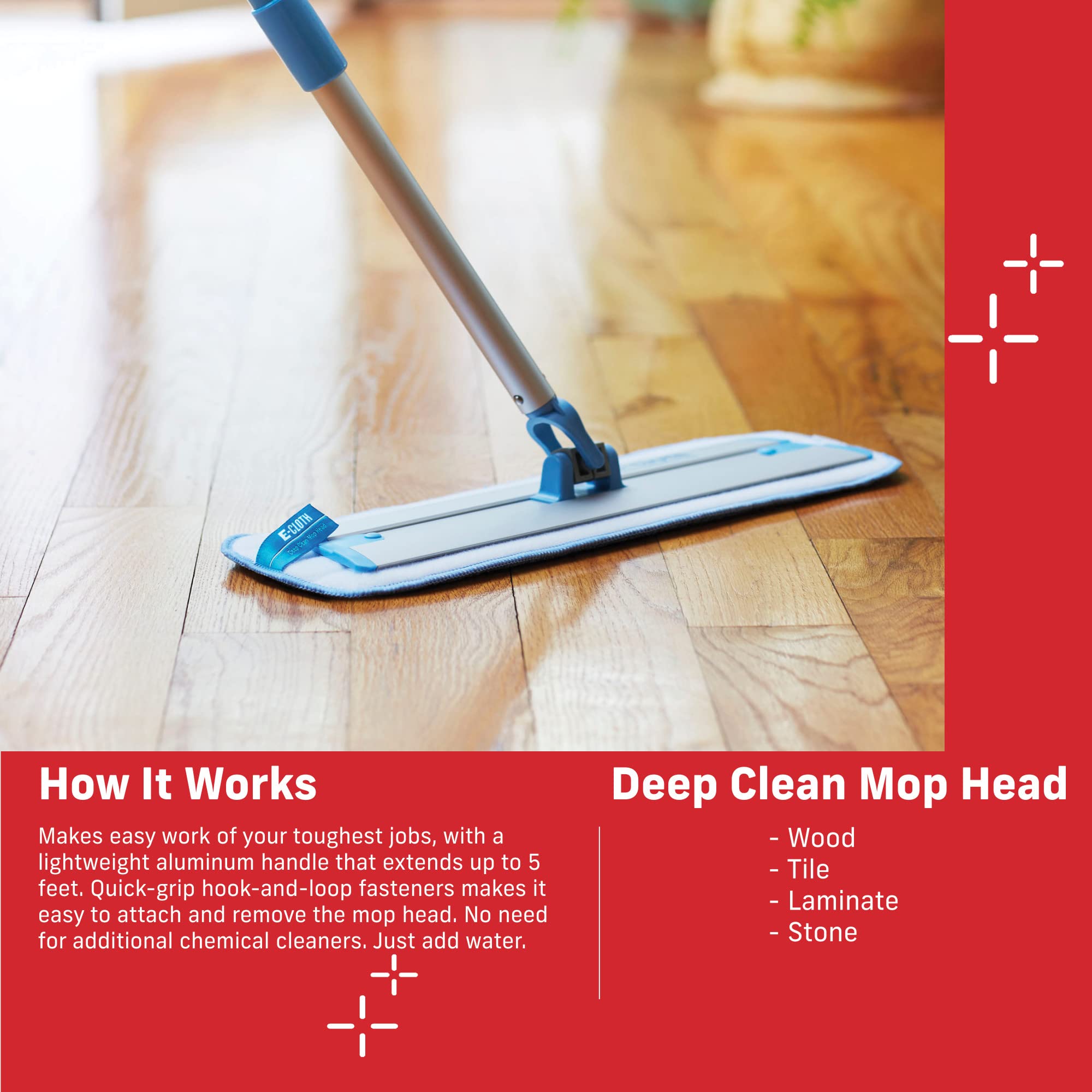 E-Cloth Deep Clean Mop Head Replacement - Microfiber Mop Pads, Reusable Washable Pads for Wet Floor Cleaning, Hardwood, Tile, Laminate & Stone, 100