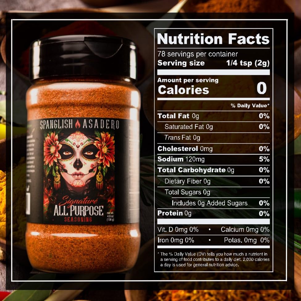 Spanglish Asadero 5oz Signature All Purpose Spice | Mexican Seasoning for Steak, Chicken, Pork, Lamb, and Elote | Low Sodium BBQ Rub and Marinade