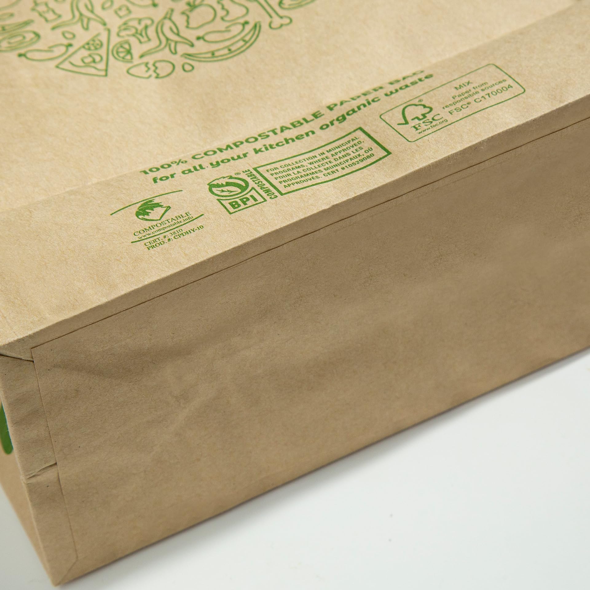 Hytrend-Kitchen Food Waste Bag-35 Bags-%100 Compostable paper Bag - Leak Resistant Liner - Small-Certified by BNQ and BPI,CMA-I,CMA-W