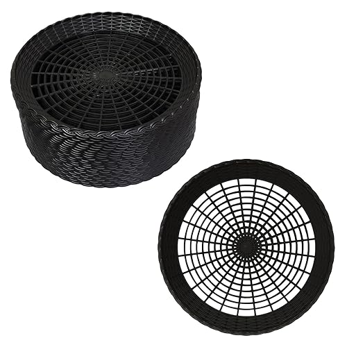 Auto-plaza 24x 9.7 Inch Heavy Duty Reusable Plastic Plate Holders Woven Plate Holder for Kitchen Outdoor Picnic (Black)