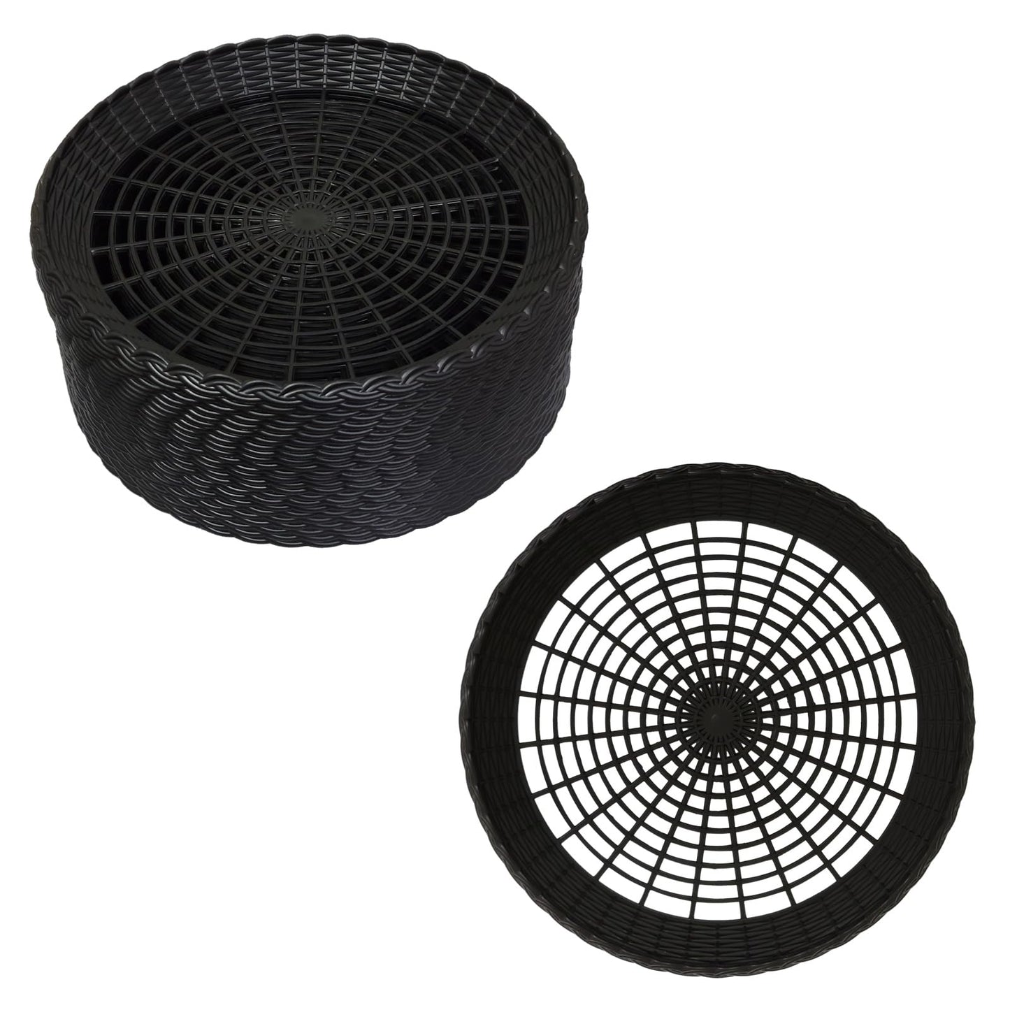 Auto-plaza 24x 9.7 Inch Heavy Duty Reusable Plastic Plate Holders Woven Plate Holder for Kitchen Outdoor Picnic (Black)