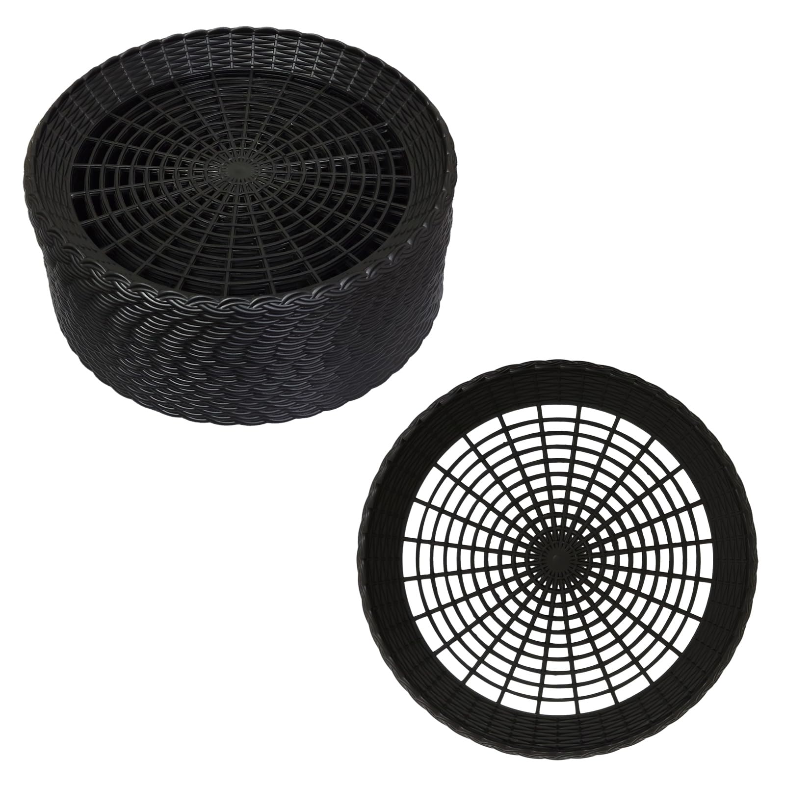 Auto-plaza 24x 9.7 Inch Heavy Duty Reusable Plastic Plate Holders Woven Plate Holder for Kitchen Outdoor Picnic (Black)