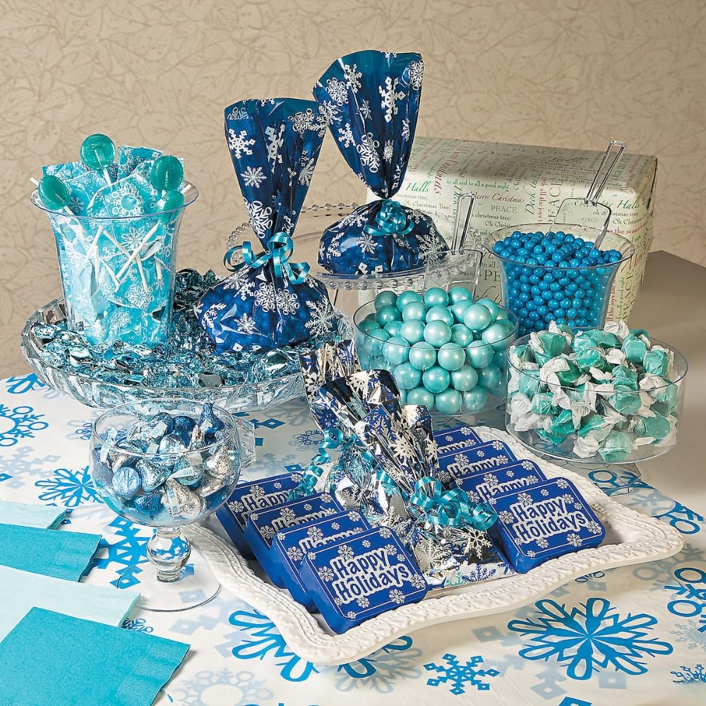Fun Express Blue Candy Canes Bulk - 80 Individually Wrapped Blueberry Hard Candy Sticks for Weddings, Bridal and Bachelorette Parties, Baby Shower |