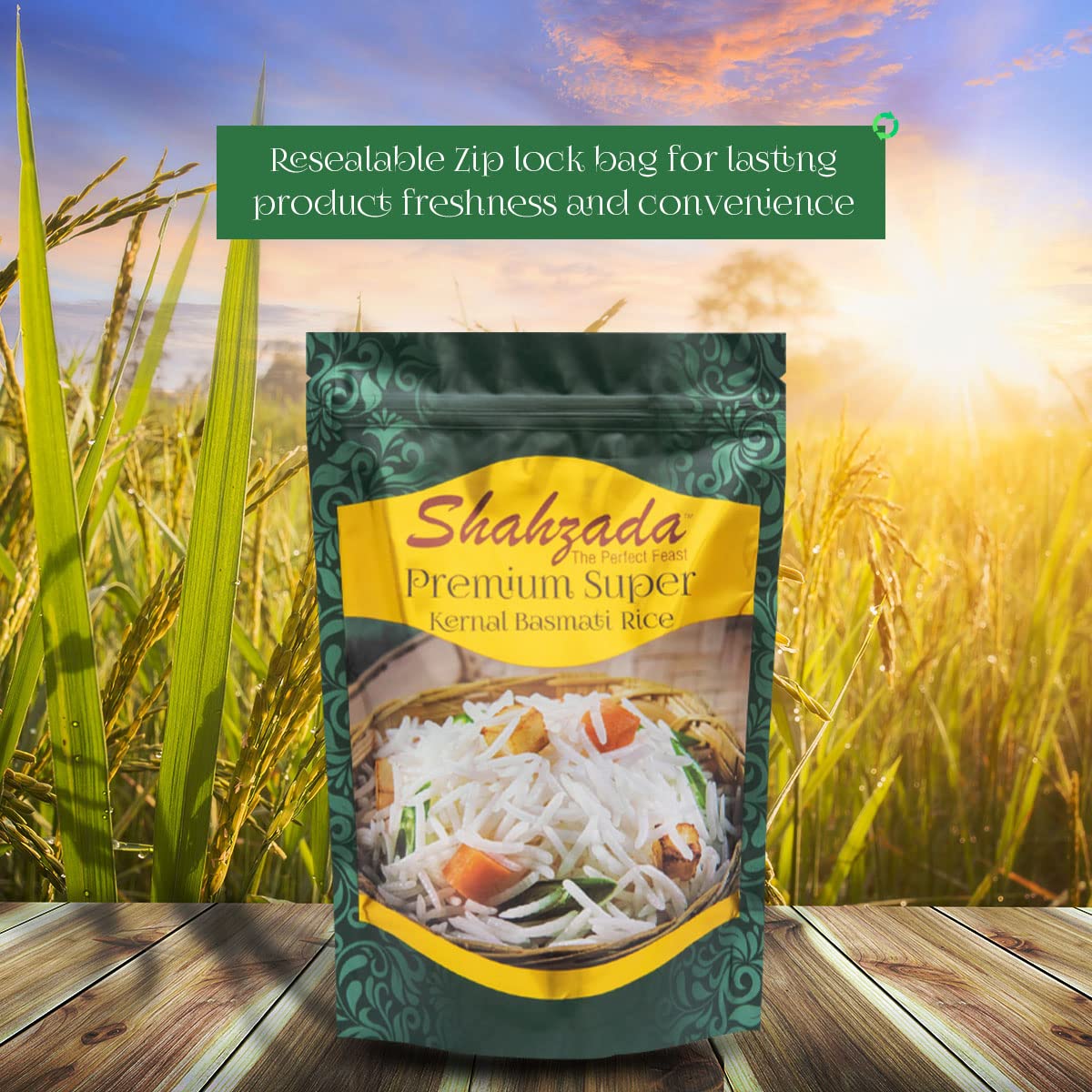 Shahzada Premium Super Kernal Basmati Rice (02 Lbs.) Aromatic Basmati, AGED, Flavorful, Slender |Non-Sticky Grain for Delicious Dining Experience, Non-GMO, Vegan, Gluten Free, Soy Free, No Cholesterol, Resealable Zip-Lock Bag | 02 Pound Packing