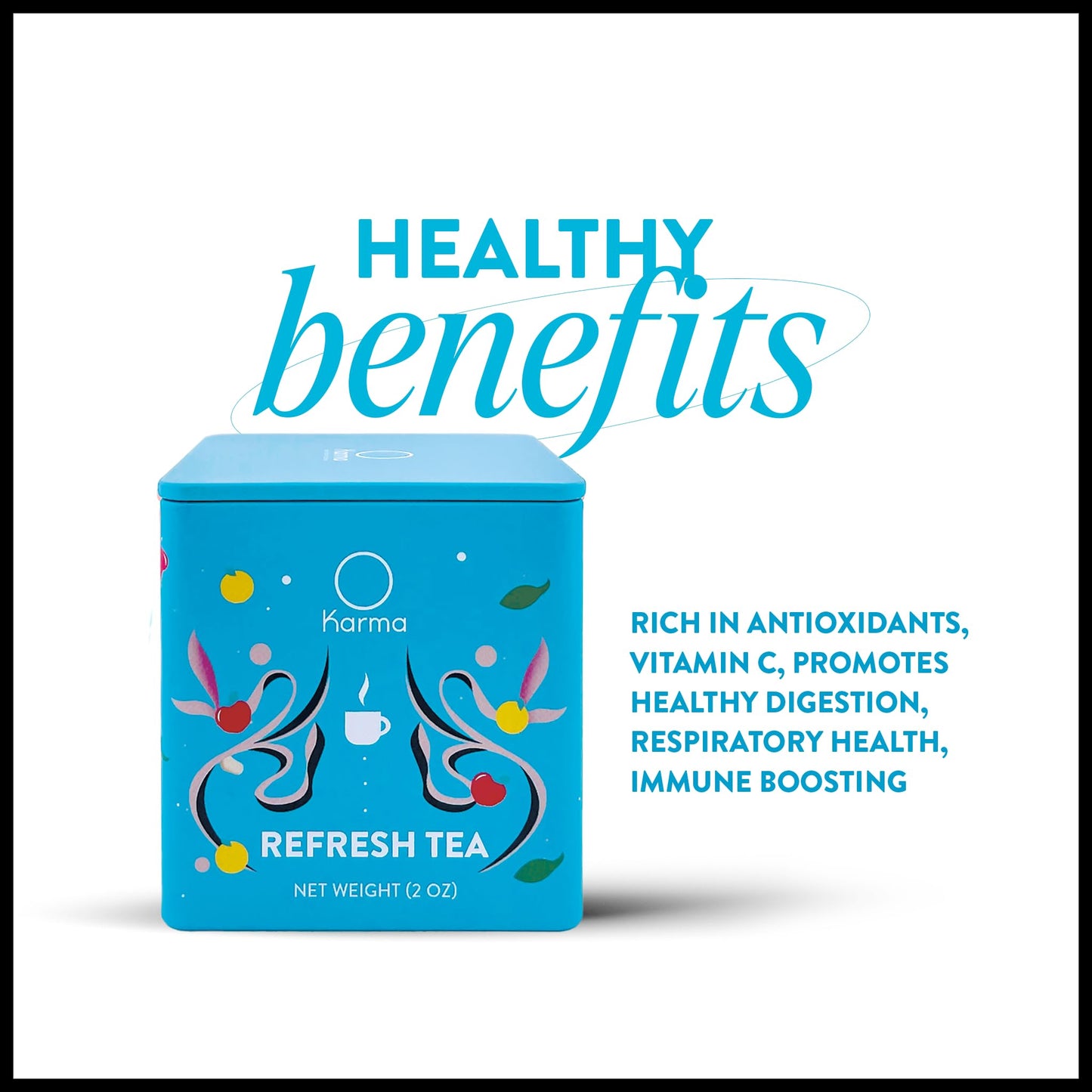 Karma Bulk Refresh Tea - Herbal, Caffeine-Free, Non-GMO Blend - Cooling Herbs & Spices for Healthy Hydration and Rejuvenation - Re-Usable Tin Box | 2