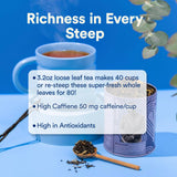 JusTea CREAM EARL GREY | Loose Leaf Black Tea | Tin with Hand Carved Tea Spoon | 40+ Cups (3.2oz) | High Caffeine | Award-Winning | Fair Trade |