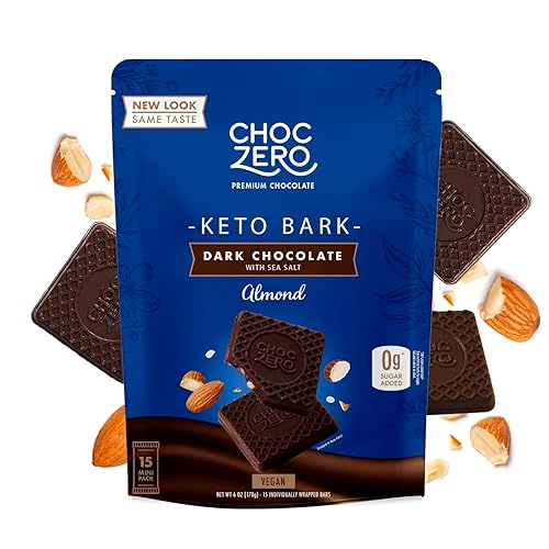 ChocZero Dark Chocolate with Almonds Sea Salt Keto Bark, 6 Ounce (Pack of 1)