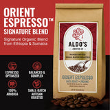 Aldo’s Coffee Co. Orient Espresso - Organic Dark Roast Coffee, Signature Espresso Blend, Small Batch Roasted, Delivered Fresh, 1 Pound (16 oz)