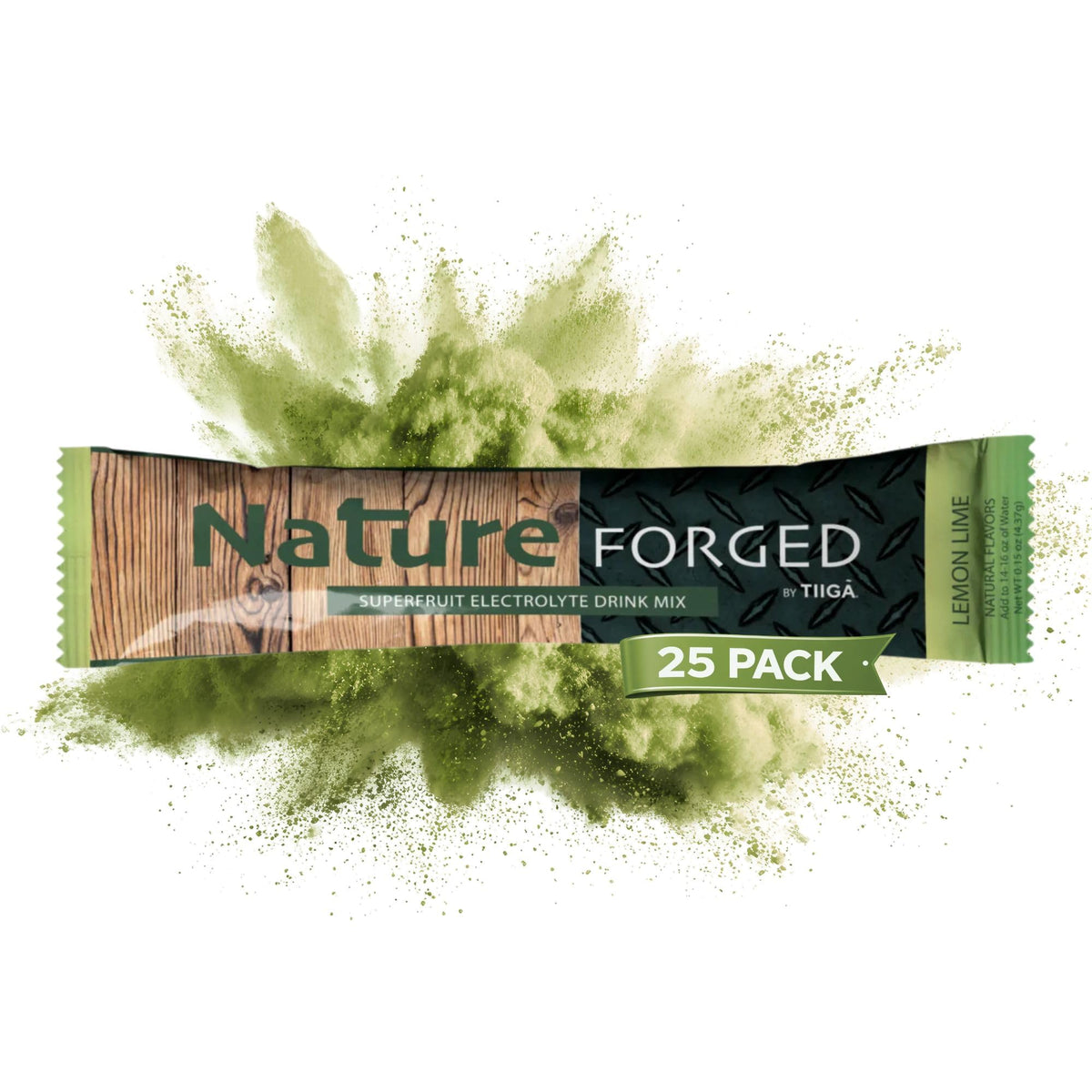 Tiiga Nature Forged Zero Sugar Electrolyte Drink Mix - Lemon Lime Hydration Powder, Superfruit Electrolytes, Sugar Free Sports Drink, 25 Stick Packs