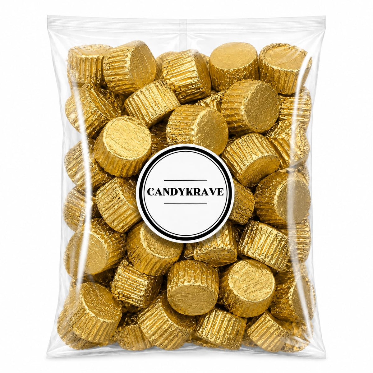 Candykrave Gold Peanut Butter Cup Miniatures Candy, 1 lb Bulk Bag, Approximately 54 Individually Wrapped Chocolate Peanut Butter Cups, Snack Size