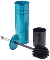 Premier Housewares Toilet Brush Holder Free Standing Turquoise Finish Toilet Brush and Holder Set Satin Stainless Steel Modern Design for Bathrooms 38