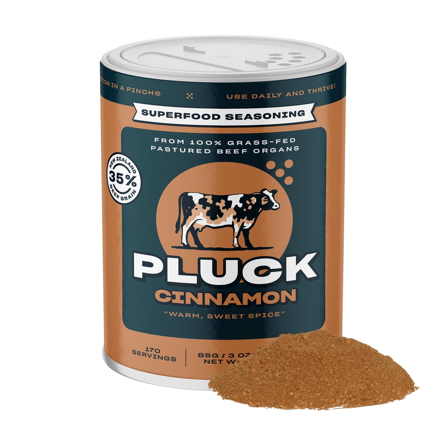 Pluck Cinnamon Organ Meat Blend Seasoning | From Grass-Fed & Grass-Finished Pastured Beef Brain | As Seen on ABC’s Shark Tank | 176 Servings