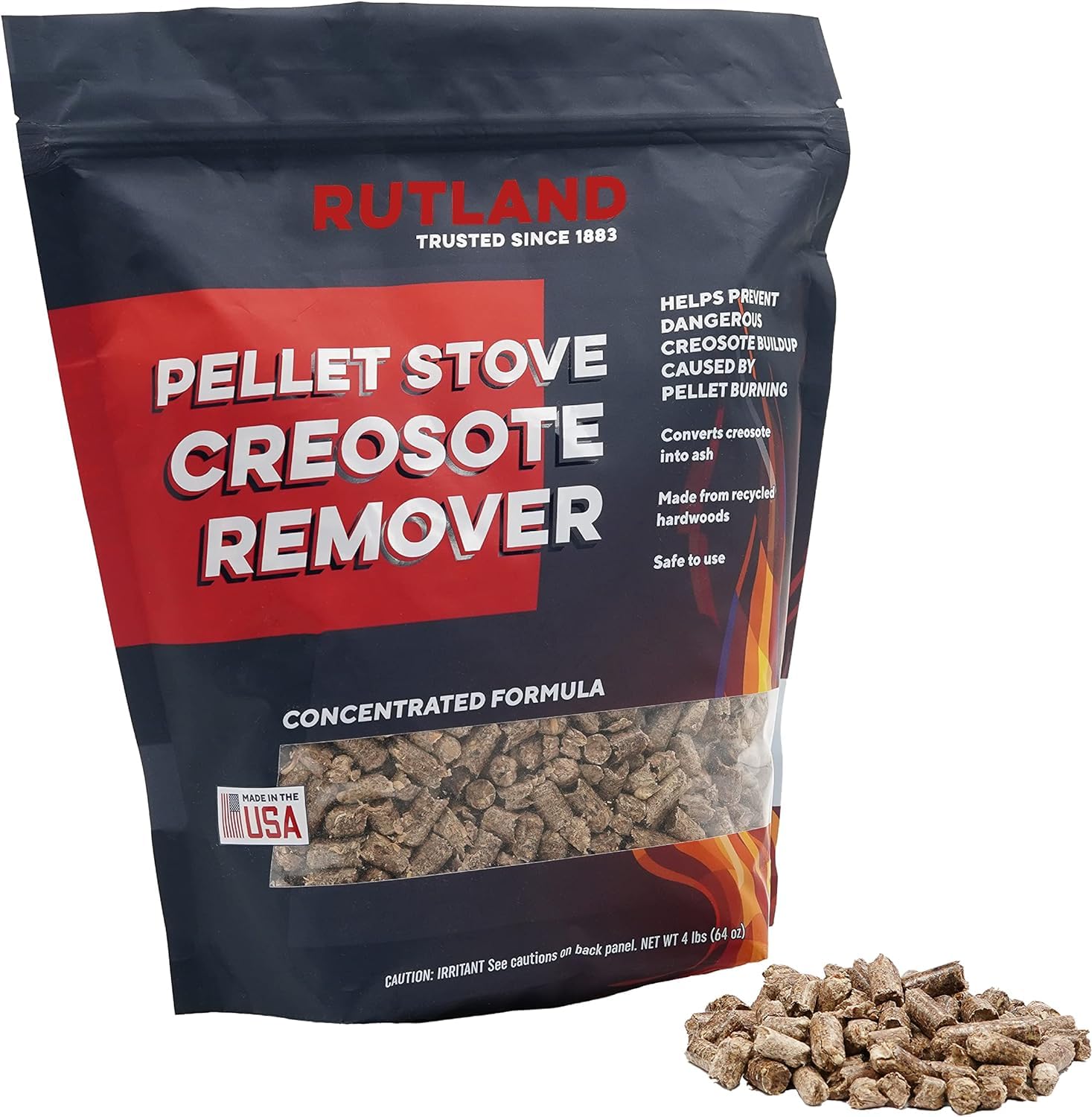 Rutland Products Pellet Stove Creosote Remover, Chimney & Flue Cleaning Wood Pellets, 4 Pound Bag