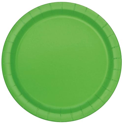 Unique 31433EU Eco-Friendly Paper Plates-23 cm-Lime Green Colour-16 Count (Pack of 1), Pack of 16