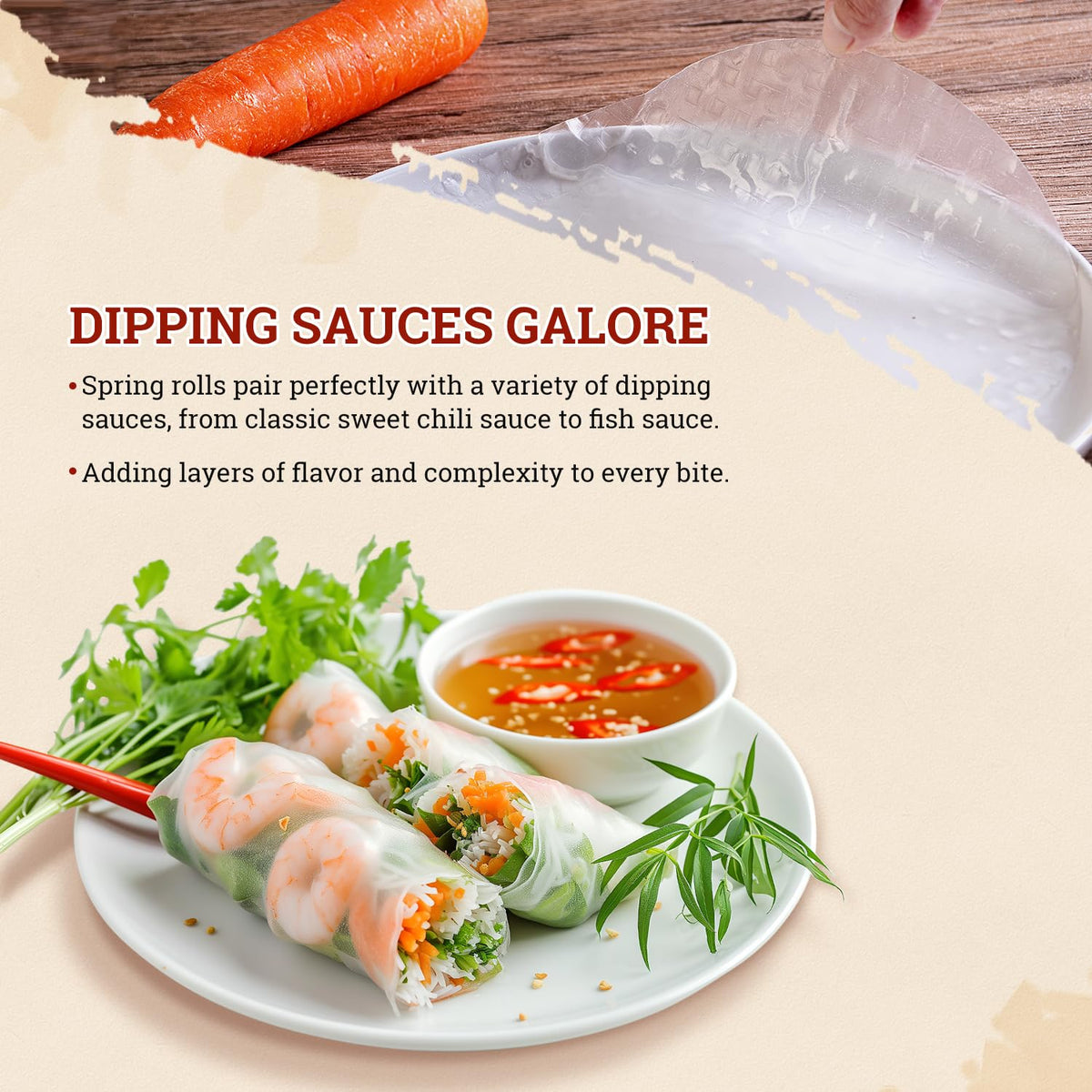 52USA Rice Paper Wrappers, 1 Pack, Spring Roll & Dumplings-34 Sheets