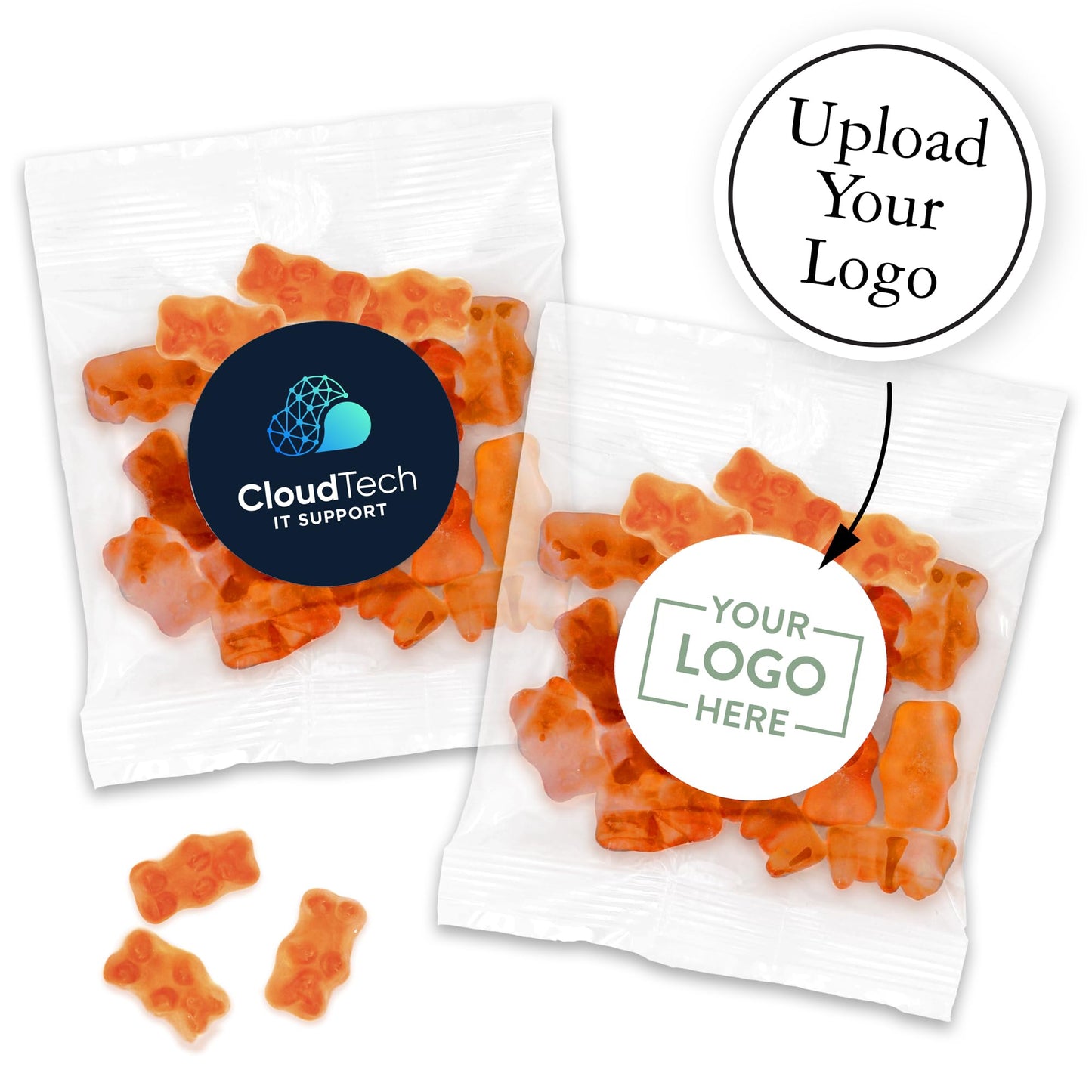 Custom Gummy Bears - Champagne Flavor, Personalized Champagne Gummy Bears Packs - 24 Quantity - $1.80 Each - Promotional Product/Bulk with Your