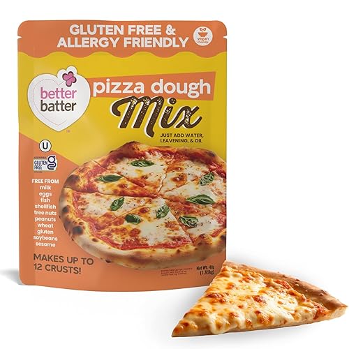 Better Batter Pizza Crust Mix | Certified Kosher, Vegan & Gluten Free Mix for Baking Top 9 Allergen-Free Perfect for 14" Pizzas! Just Add Water, Oil
