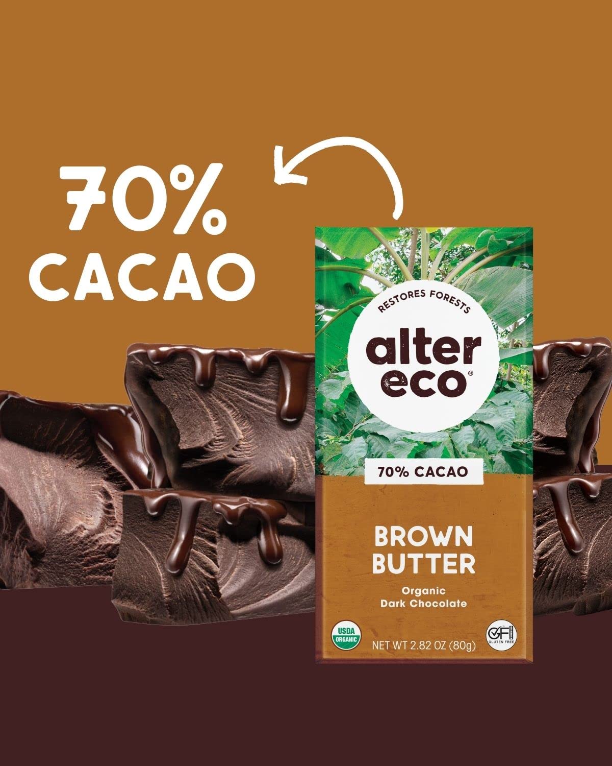 Alter Eco | Dark Chocolate Bars | Pure Dark Cocoa, Fair Trade, Organic, Non-GMO, Gluten Free (12-Pack Brown Butter)