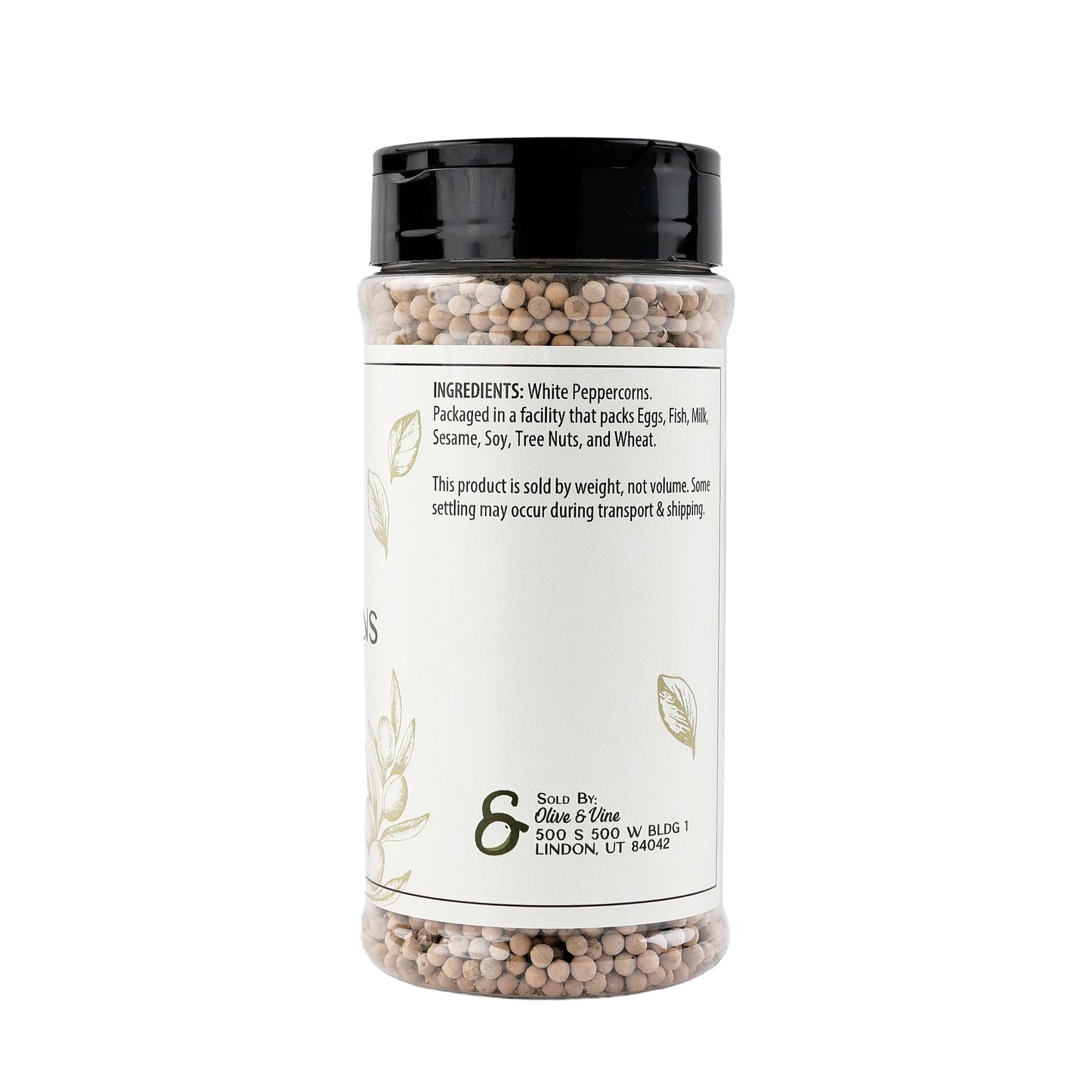 Olive & Vine White Peppercorns, Subtle Heat, For Seasoning & Marinades, Rich Tradition, Authentic Taste, For Global Recipes (9.6 Ounce)