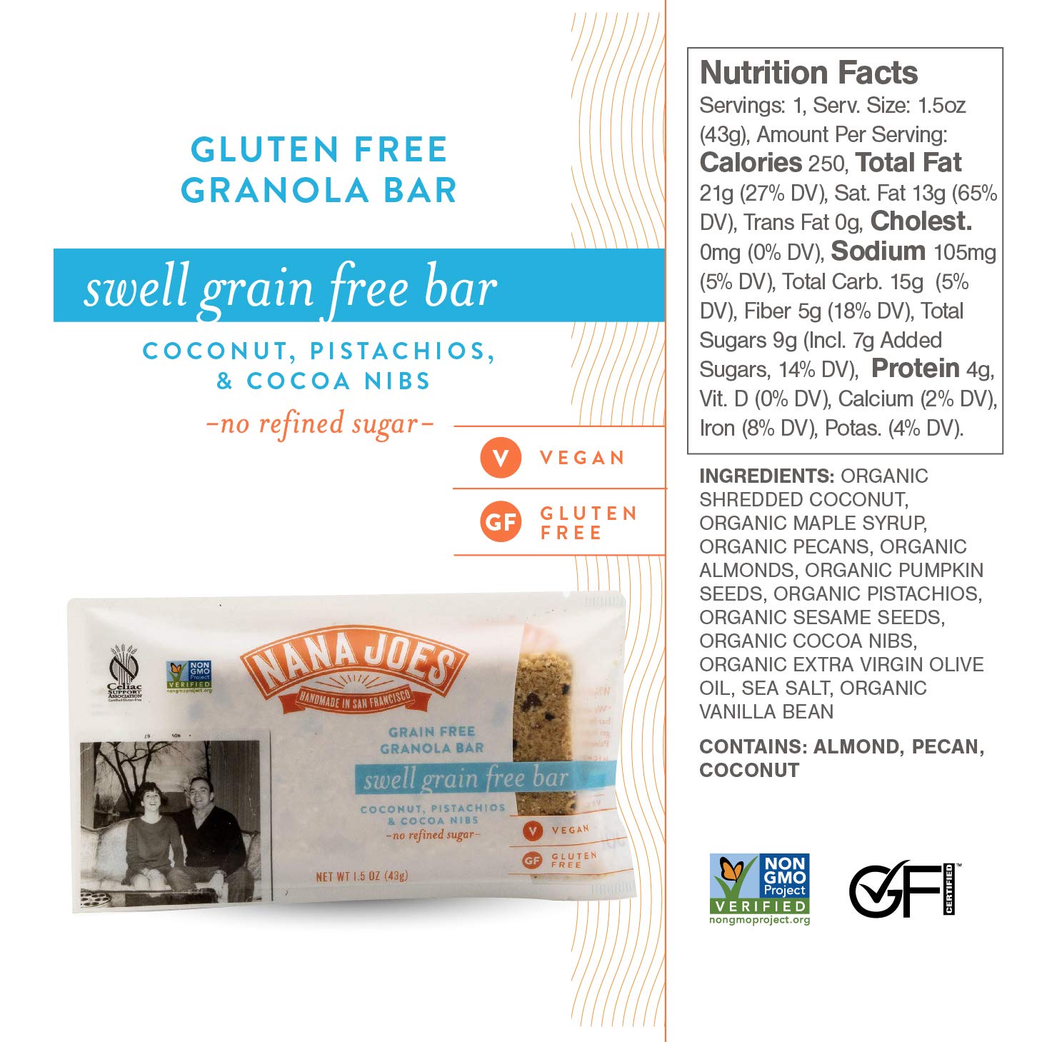 Nana Joes Granola Swell Grain-Free | Coconut, Pistachios | Handmade Gluten-Free, Vegan, Healthy, Plant-Based, Organic, No Refined Sugar, Low Carb |