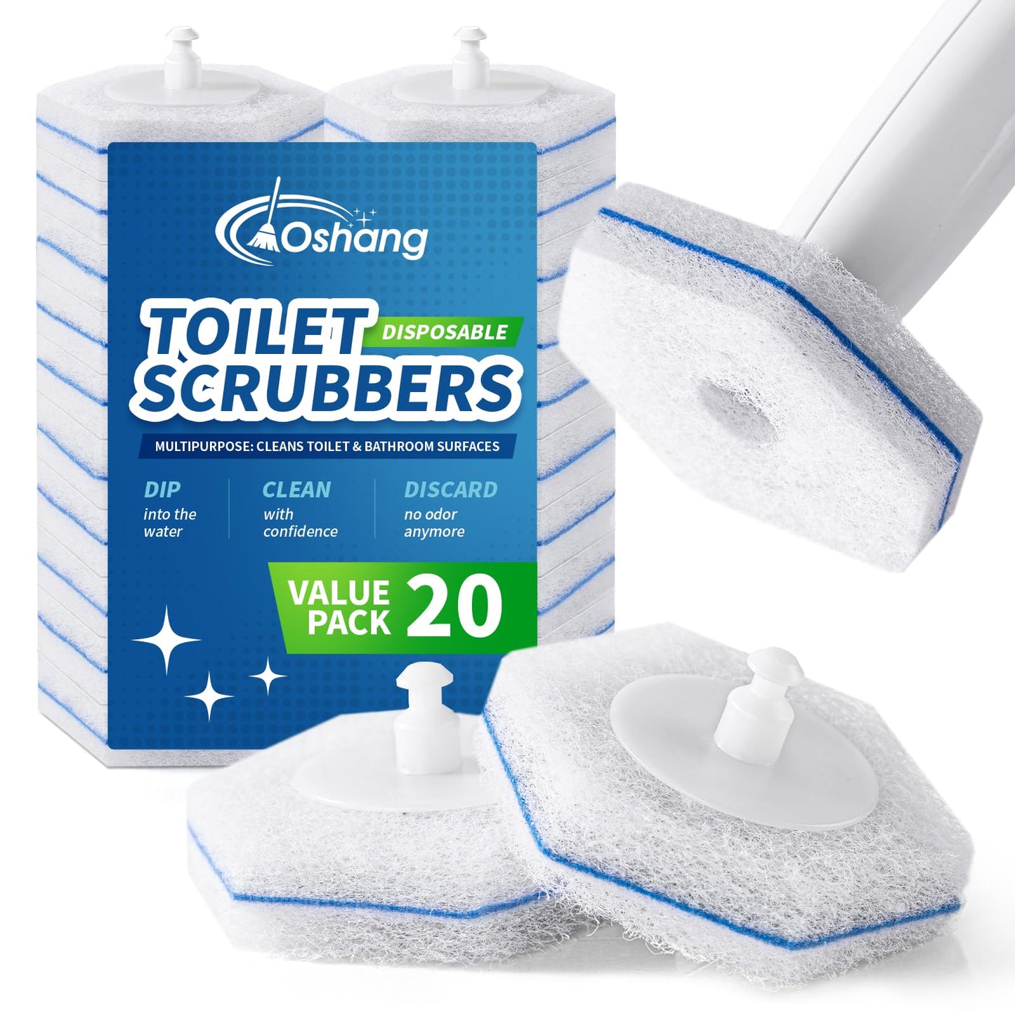 Compatible with Clorox Toilet Wand - Disposable Toilet Brush Head Refills (20 Count), Wand Not Included