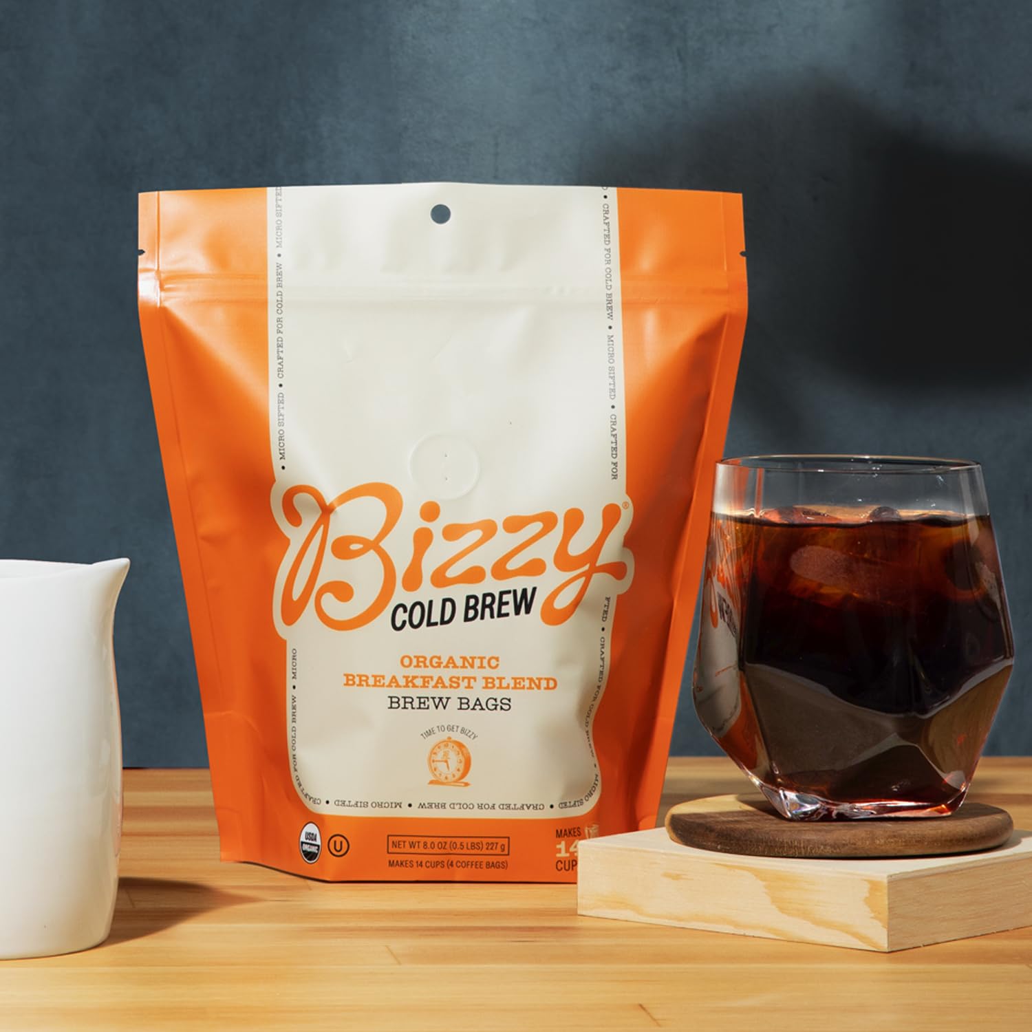 Bizzy Organic Cold Brew Coffee | Breakfast Blend | Coarse Ground Coffee | Medium-Light Roast | Micro Sifted | Specialty Grade | 100% Arabica | Brew