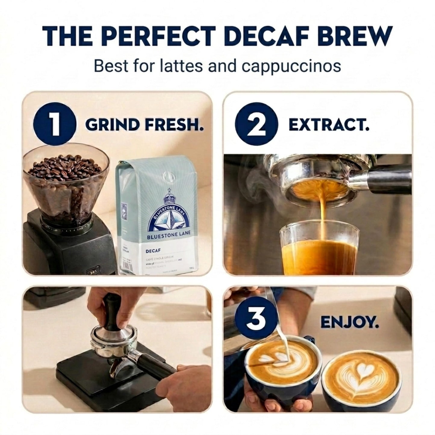 Bluestone Lane Coffee, Decaf Colombian Espresso Beans, Medium Roast, Whole Bean, 12 Ounce Bag, Fresh Roasted Single Origin