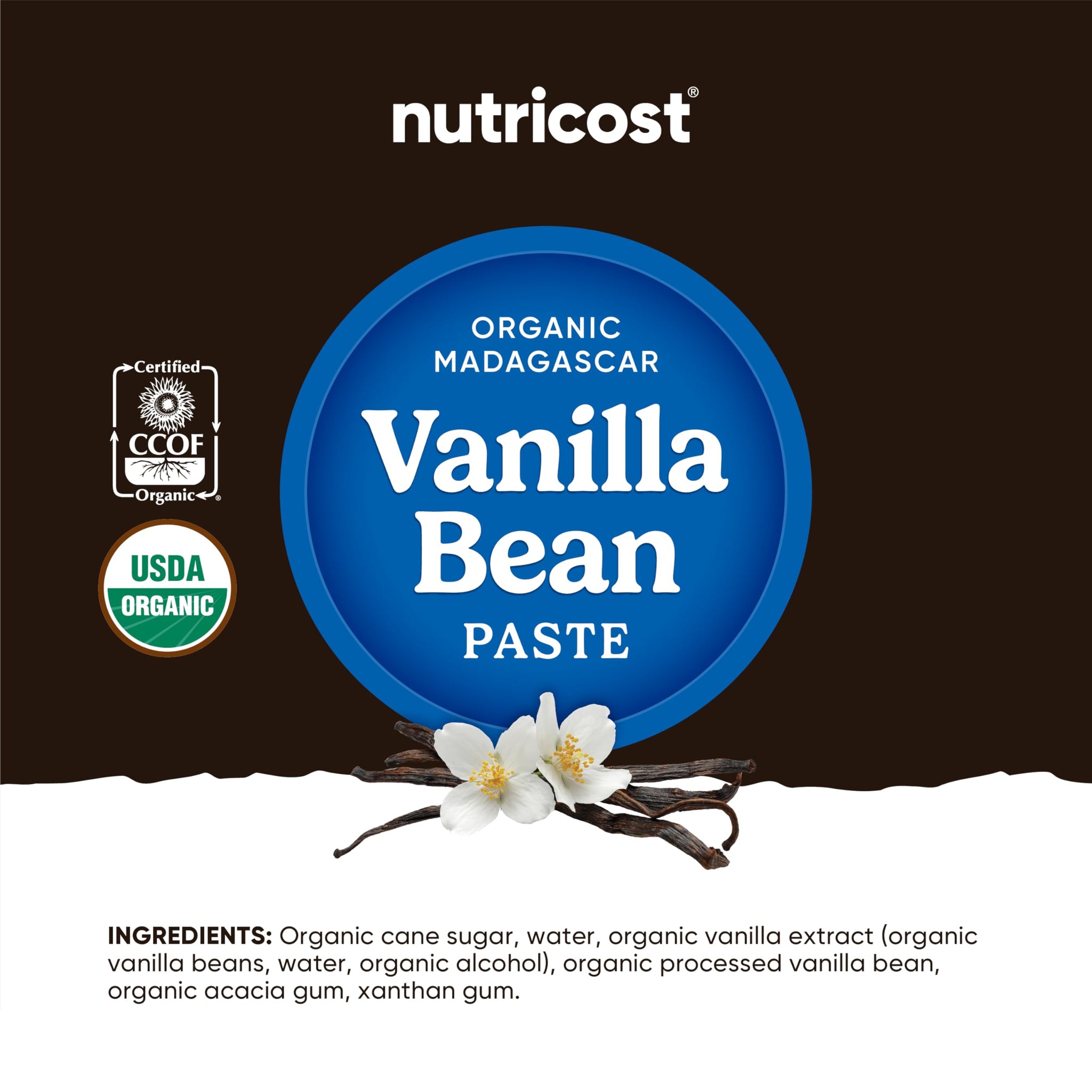 Nutricost Organic Madagascar Vanilla Bean Paste (4 oz) - Vanilla Bean Paste for Baking and Cooking, USDA and CCOF Organic, GMO-Free, Gluten-Free