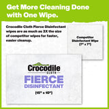 Crocodile Cloth Fierce Disinfectant Wipes - 80 Count 15" x 10" Multi-Surface Disinfecting Cleaning Cloths For Kitchens, Bathrooms, Offices & Schools