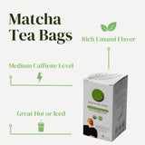 Matcha Kari Green Tea Powder Bags - Organic Superior Japanese Matcha Green Tea - Tencha Whole Leaf Bags - 20