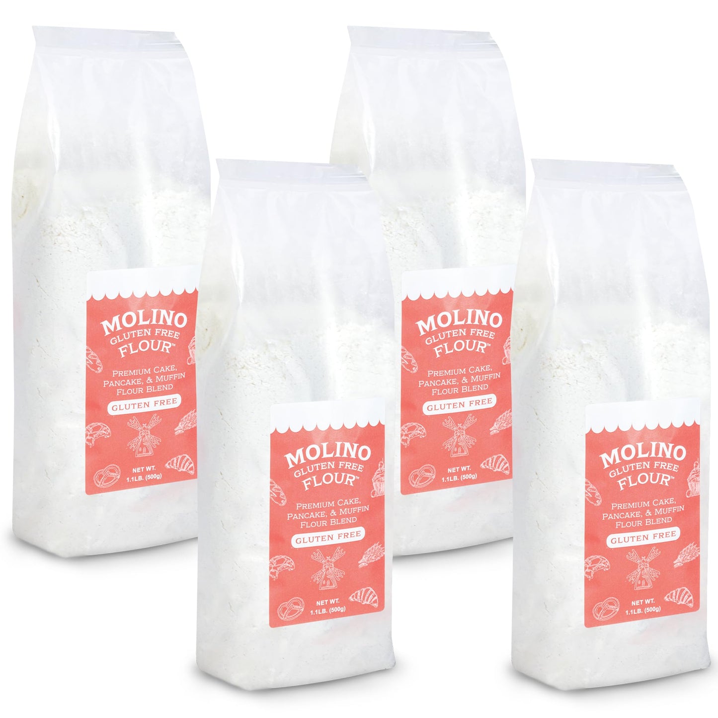 Molino Flour Molino Gluten Free Cake, Pancake, & Muffin Flour 1.1 Pounds Per Bag (4 Pack)