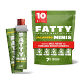 FATTY Mini Meat Sticks, Made with Grass Fed Beef, Pork Raised Without Antibiotics, 7g Protein Per Stick, Jalapeno Minis, 1 oz. Snack Size (Pack of 10)