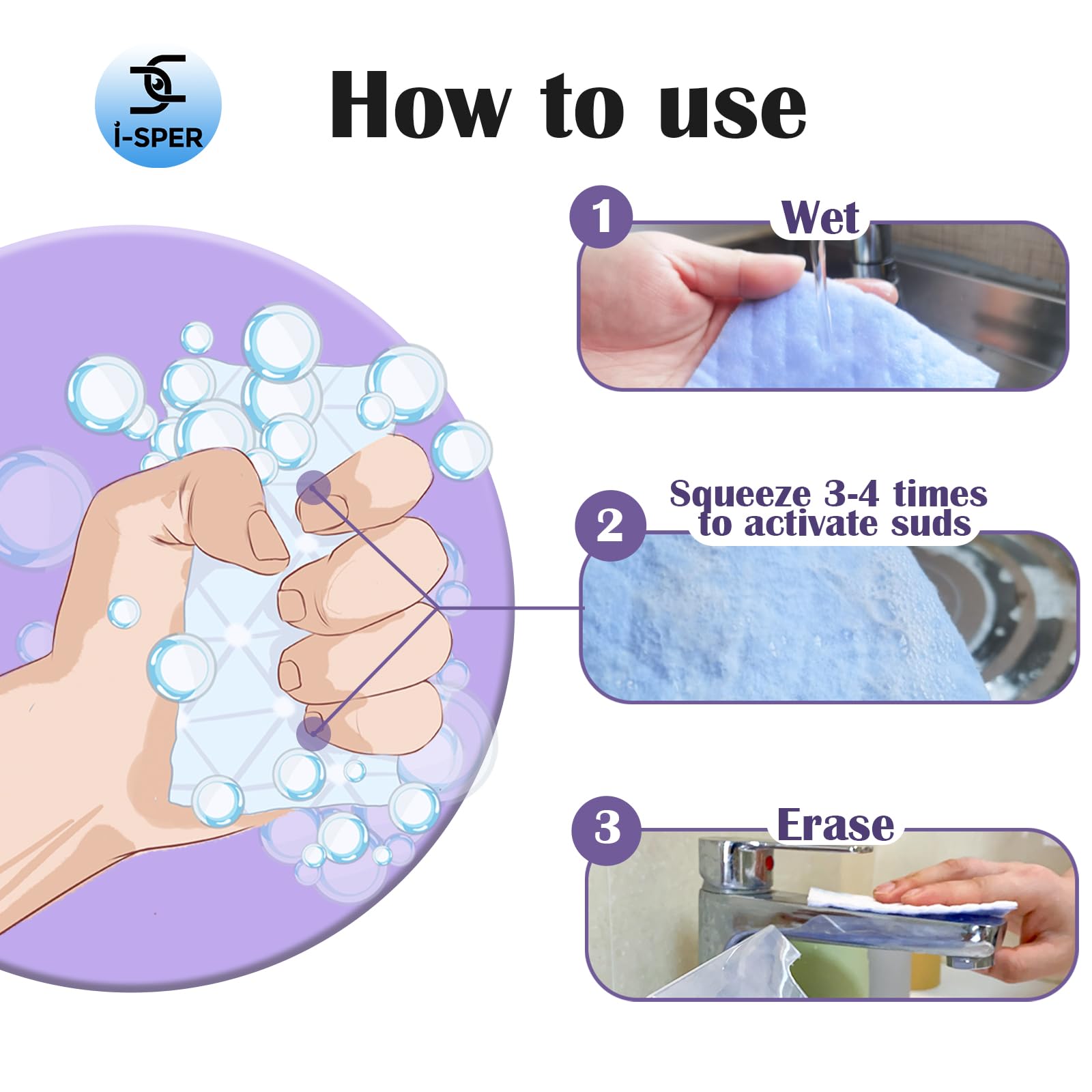 24 Pack Light Scouring Pad with Foam, Triple Cleaning Scrub Pad Singles Heavy Duty Household Non-Scratch Abrasive Hand Pad Multi Surface Magic Sponge