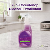 Poz Clenz 2-in-1 Countertop Cleaner + Protectant. Neutral pH Formula for Marble, Granite, Quartz & Engineered Stone. Safe Around Stainless Steel & All