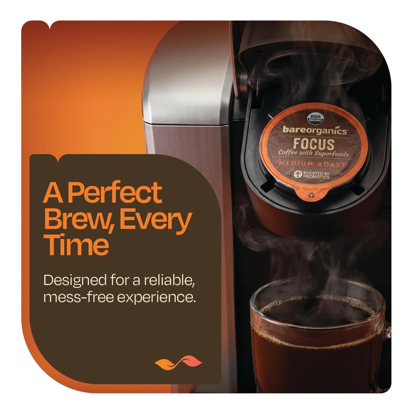 Focus Coffee with Superfoods - Organic Probiotic Mushroom Coffee Pods, Supports Healthy Focus & Digestion, Infused with Ashwagandha, Lion's Mane