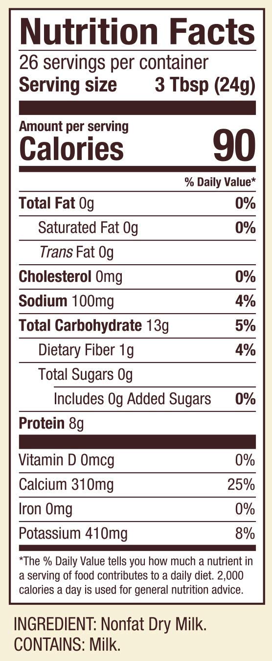 Bob's Red Mill Non-Fat Dry Milk Powder, 22oz (Pack of 1) - Makes 26 Cups per Bag, Made in USA, Unflavored, Kosher